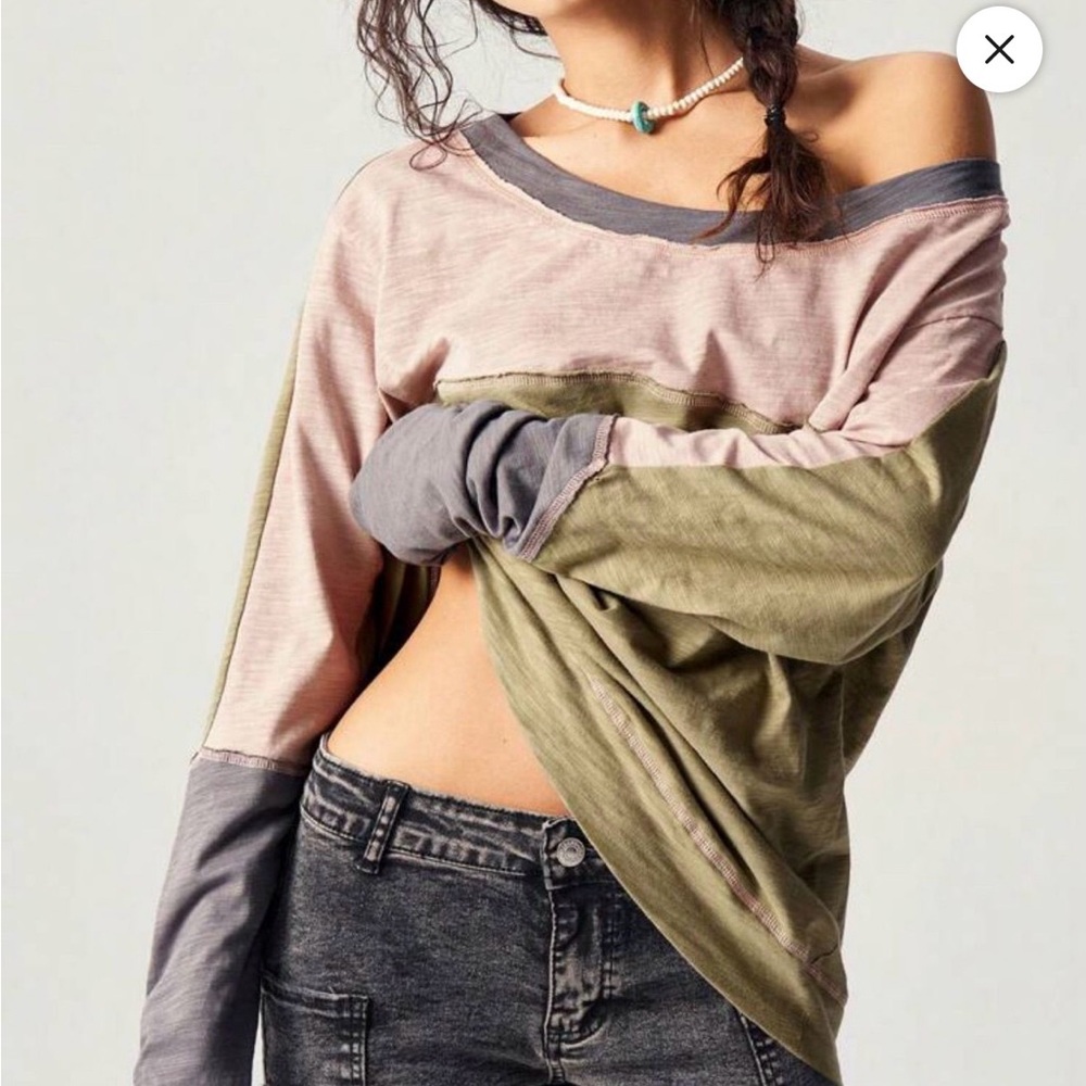 Source Unknown Patchwork Long Sleeve Top - Pink, … - image 2